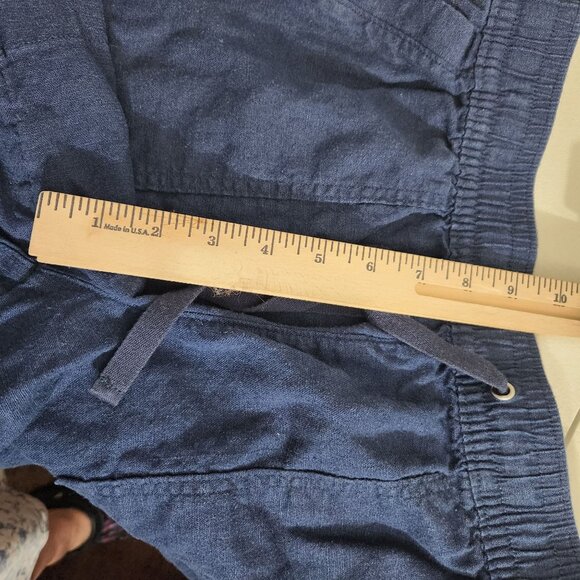Nautica Shorts Womens Medium Navy Blue Linen-Blend Drawstring - Picture 11 of 13